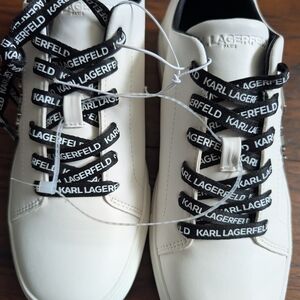 Karl Lagerfeld Cream Sneakers with Black Branded Laces